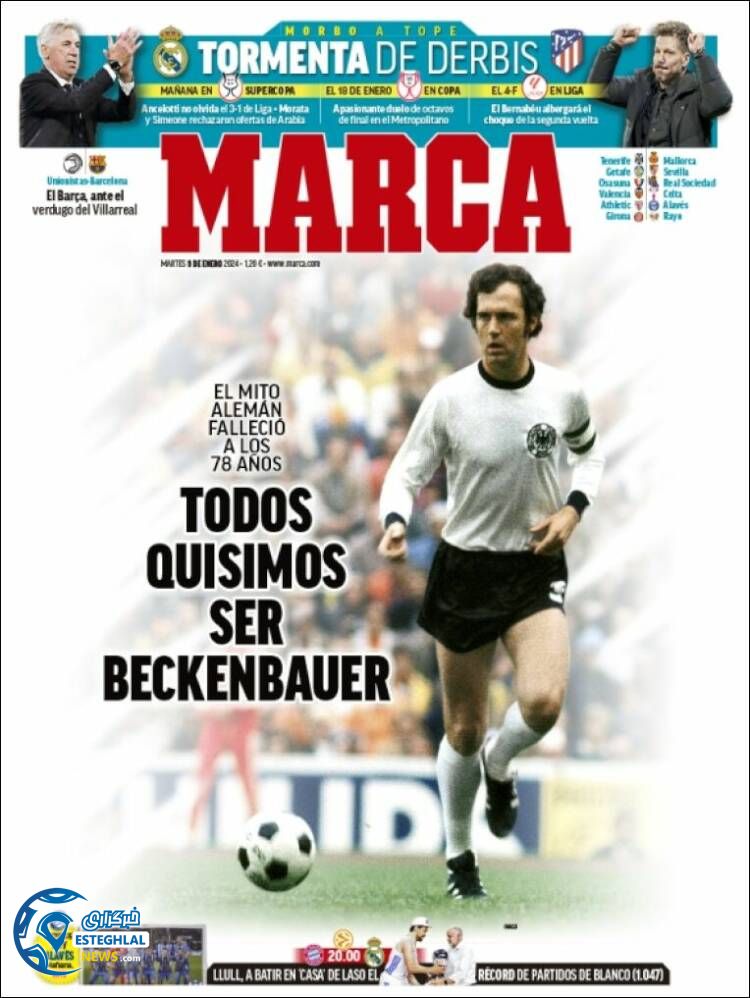 روزنامه  ورزشی مارکا سه شنبه 19 دی 1402 