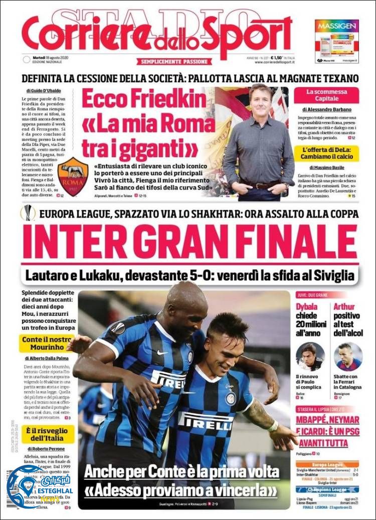 روزنامه ورزشی کوریره دلو اسپورت سه شنبه 28 مرداد 1399