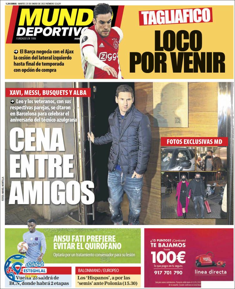 روزنامه ورزشی موندو دپورتیوو سه شنبه 5 بهمن 1400