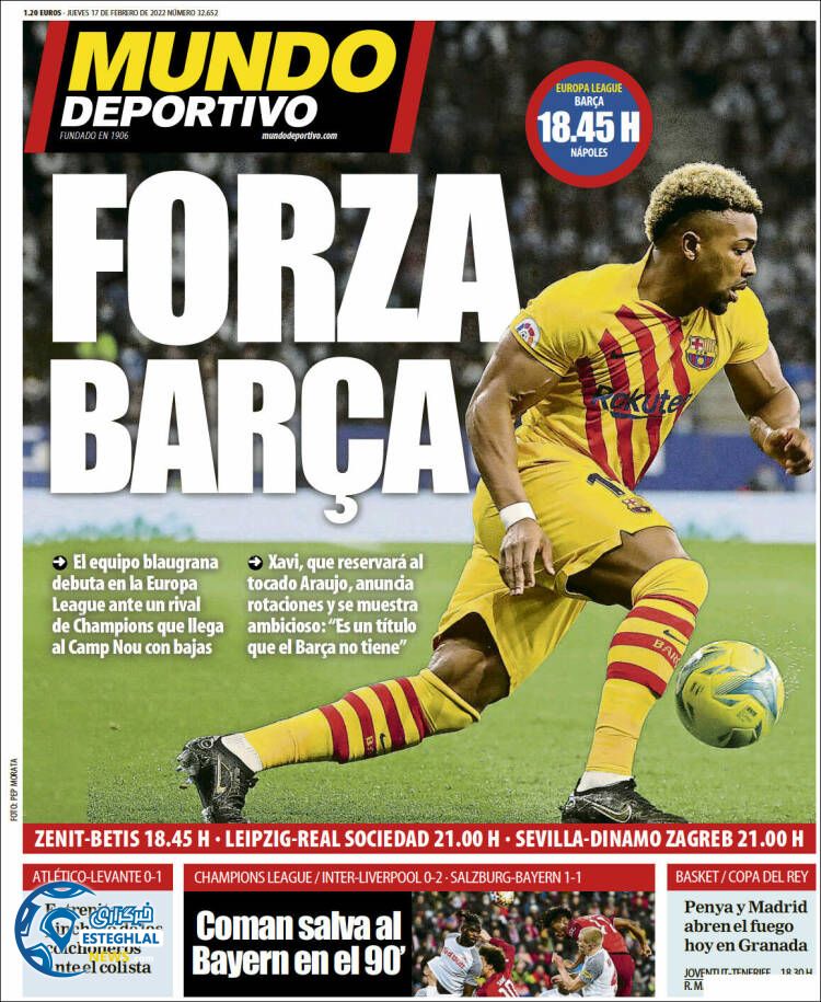 روزنامه ورزشی موندو دپورتیوو پنجشنبه 28 بهمن 1400