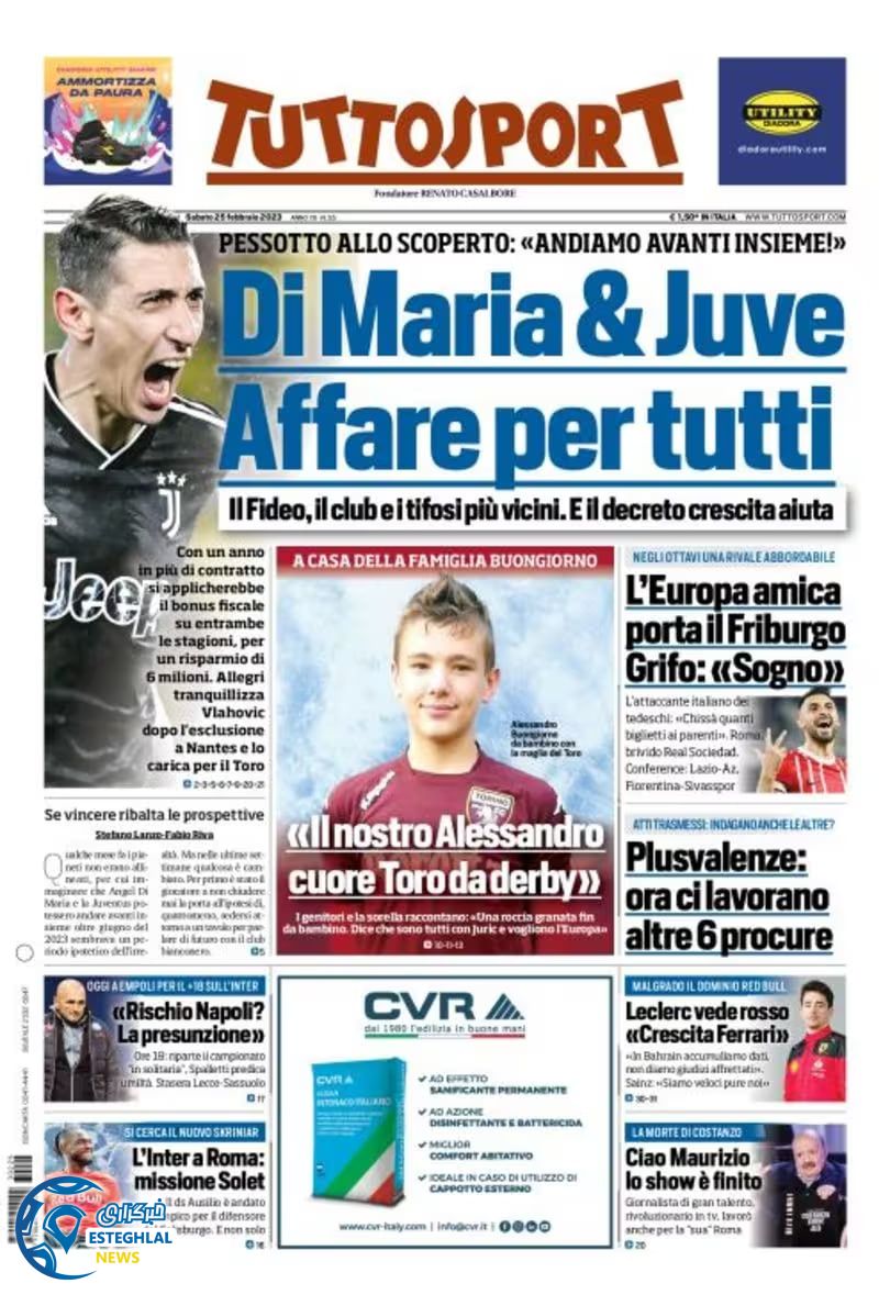 روزنامه ورزشی توتو اسپورت شنبه 6 اسفند 1401 