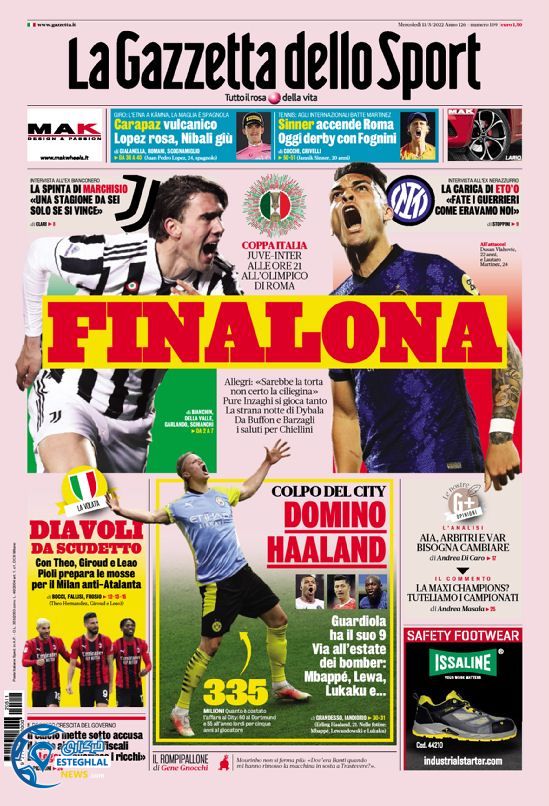 روزنامه ورزشی گاتزتا دلو اسپورت چهارشنبه 21 اردیبهشت 1401