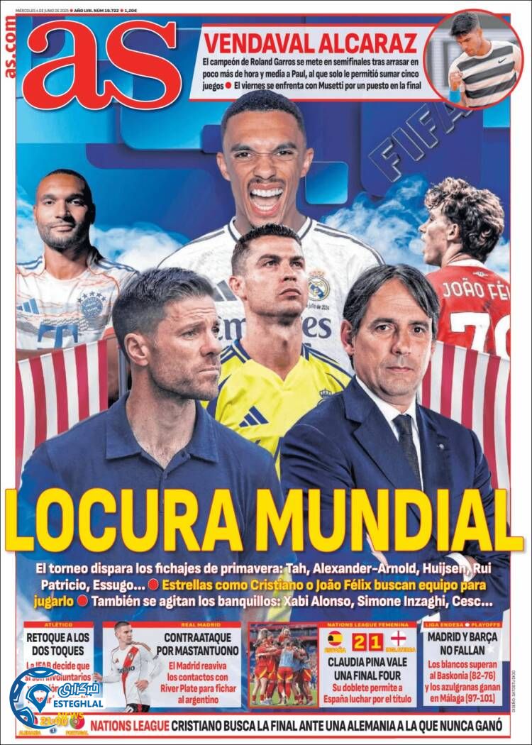 روزنامه  ورزشی آ  اس چهارشنبه 14 خرداد 1404 