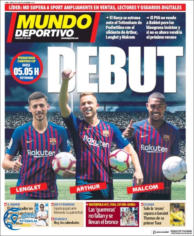 روزنامه ورزشی موندو دپورتیوو شنبه 6 مرداد 1397