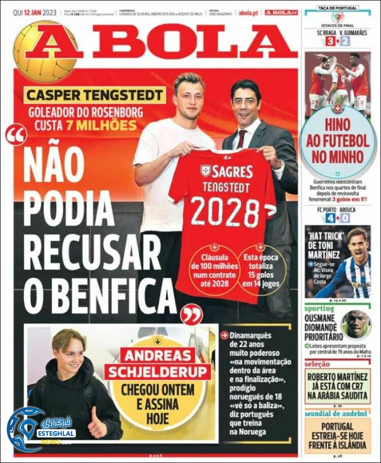 روزنامه ورزشی آبولا پنجشنبه 22 دی 1401 