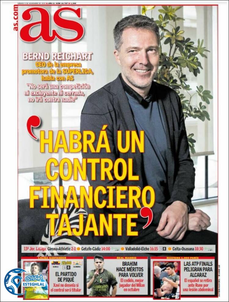 روزنامه ورزشی آ اس شنبه 14 آبان 1401 