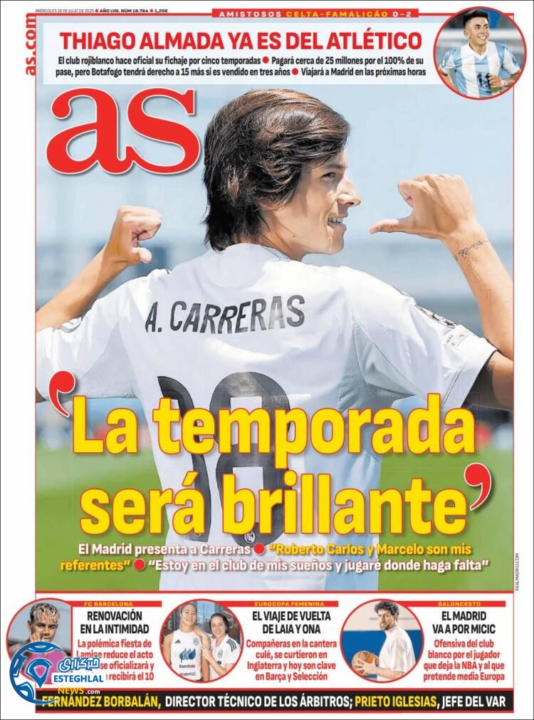 روزنامه ورزشی آ اس چهارشنبه 25 تیر 1404 