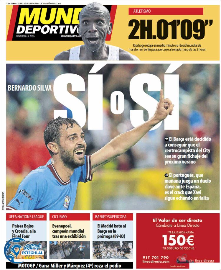 روزنامه ورزشی موندو دپورتیوو دوشنبه 4 مهر 1401