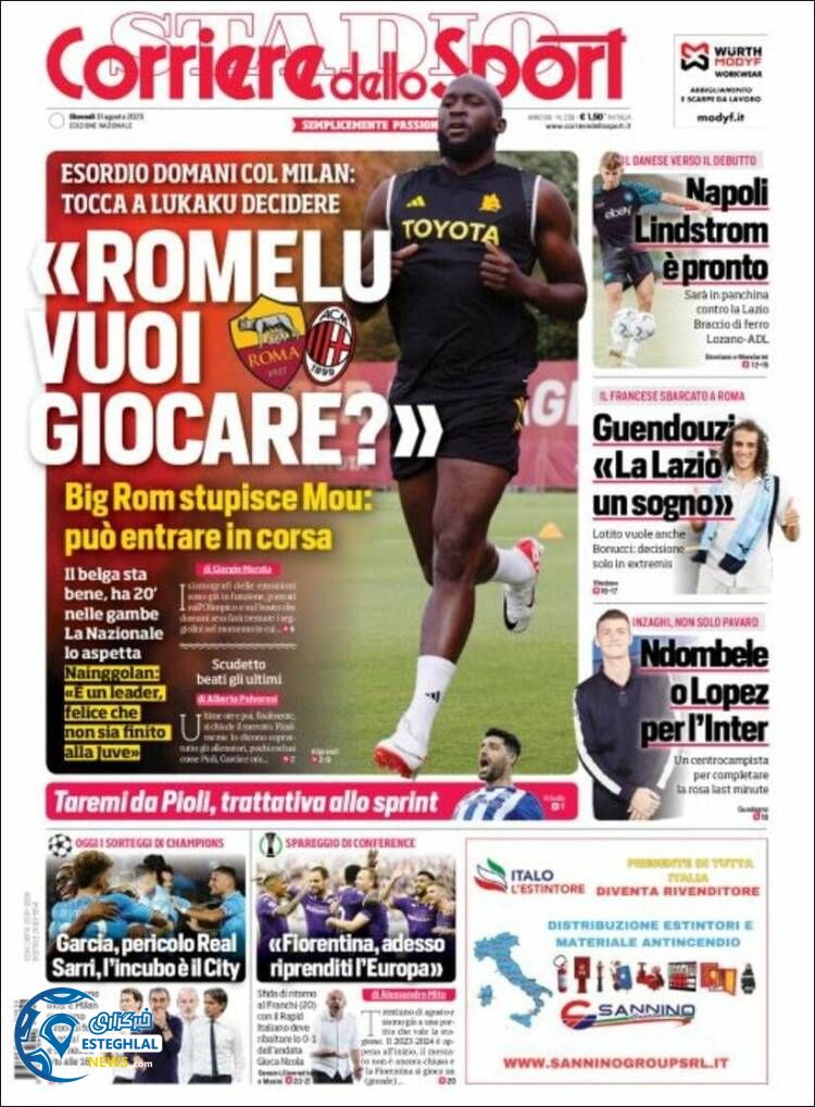 روزنامه ورزشی کوریره دلو اسپورت پنجشنبه 9 شهریور 1402 