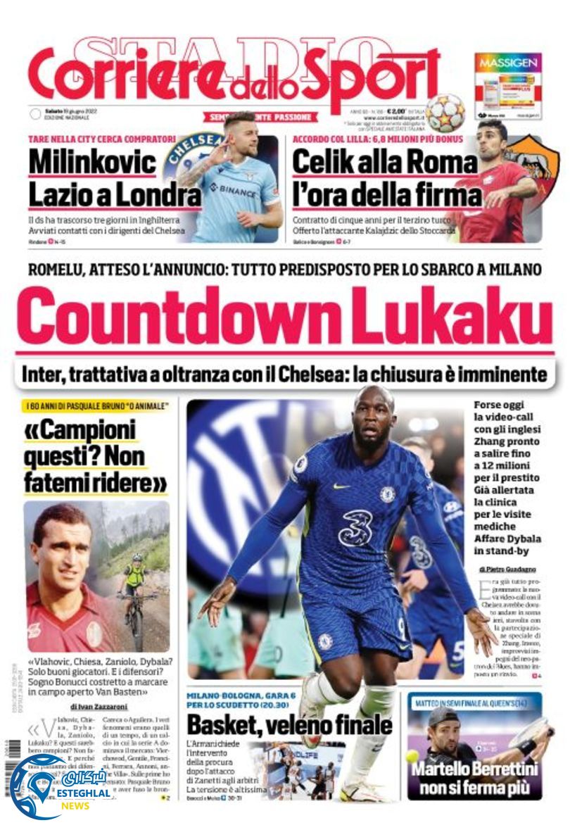 روزنامه ورزشی کوریره دلو اسپورت شنبه 28 خرداد 1401