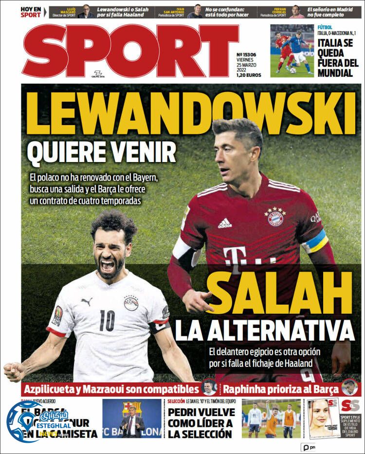 روزنامه ورزشی اسپورت جمعه 5 فروردین 1401