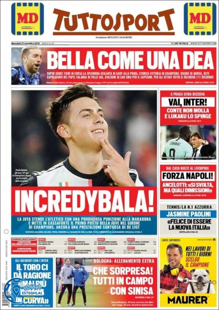 روزنامه ورزشی توتو اسپورت چهارشنبه 6 آذر 1398