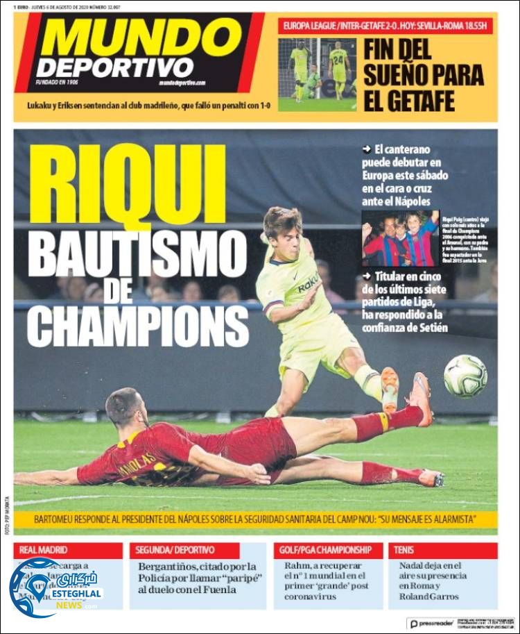 روزنامه ورزشی موندو دپورتیوو پنجشنبه 16 مرداد 1399