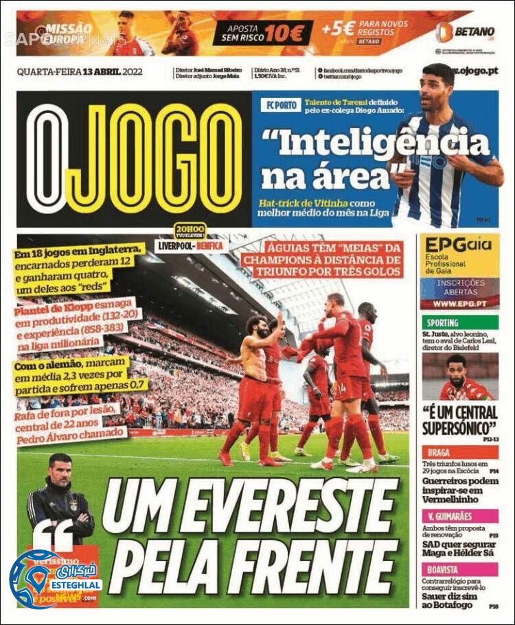 روزنامه ورزشی اوجوگو چهارشنبه 24 فروردین 1401