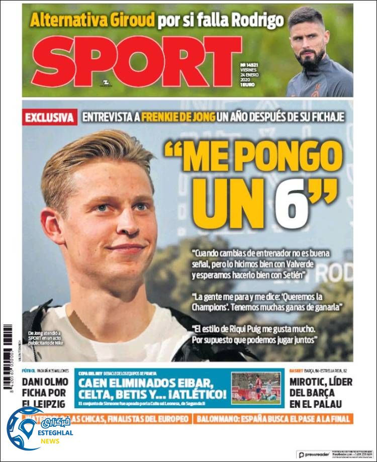 روزنامه ورزشی اسپورت جمعه 4 بهمن 1398