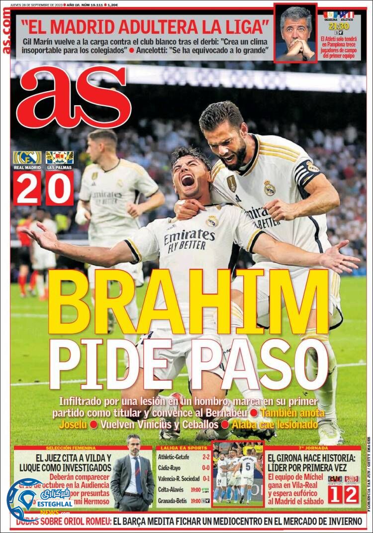 روزنامه ورزشی آ اس پنجشنبه 6 مهر 1402