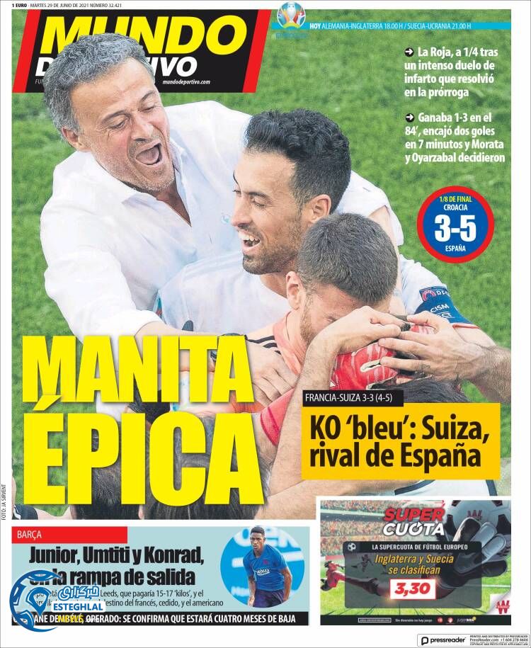 روزنامه ورزشی موندو دپورتیوو سه شنبه 8 تیر 1400