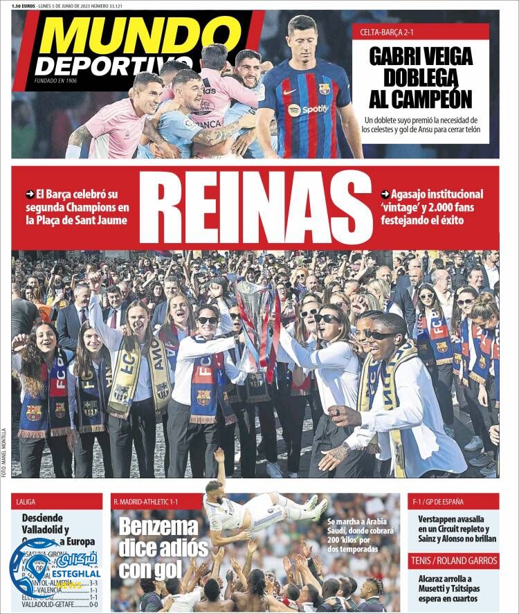 روزنامه ورزشی موندو دپورتیوو دوشنبه 15 خرداد 1402 