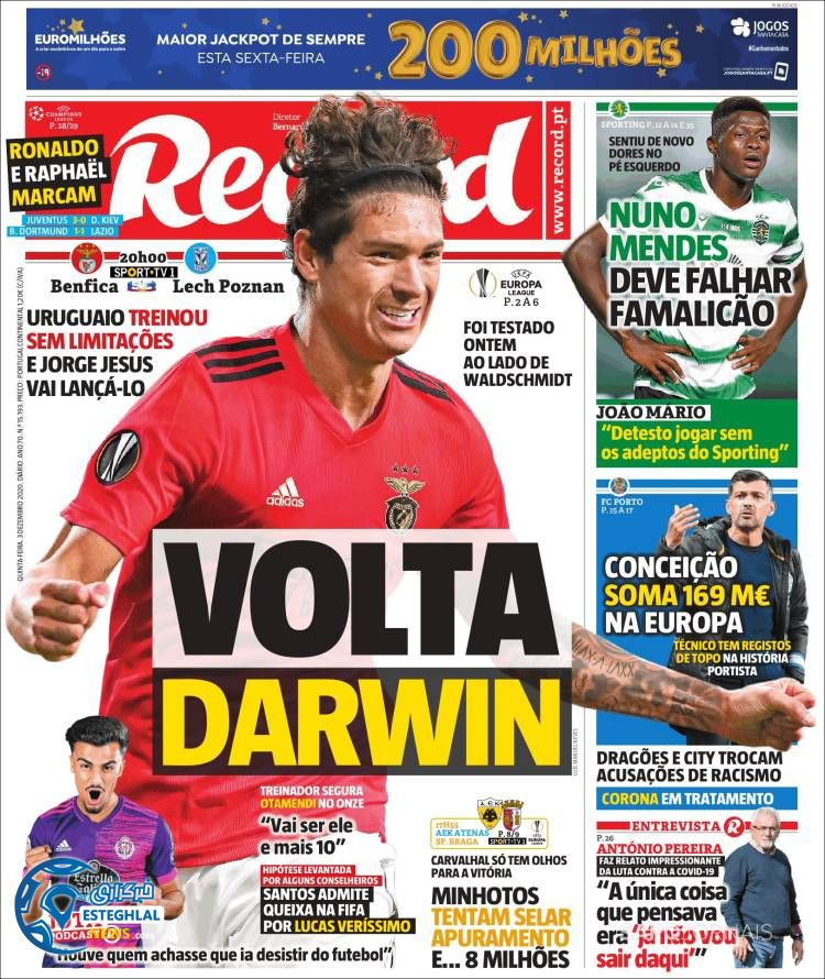 روزنامه ورزشی رکورد پنجشنبه 13 آذر 1399