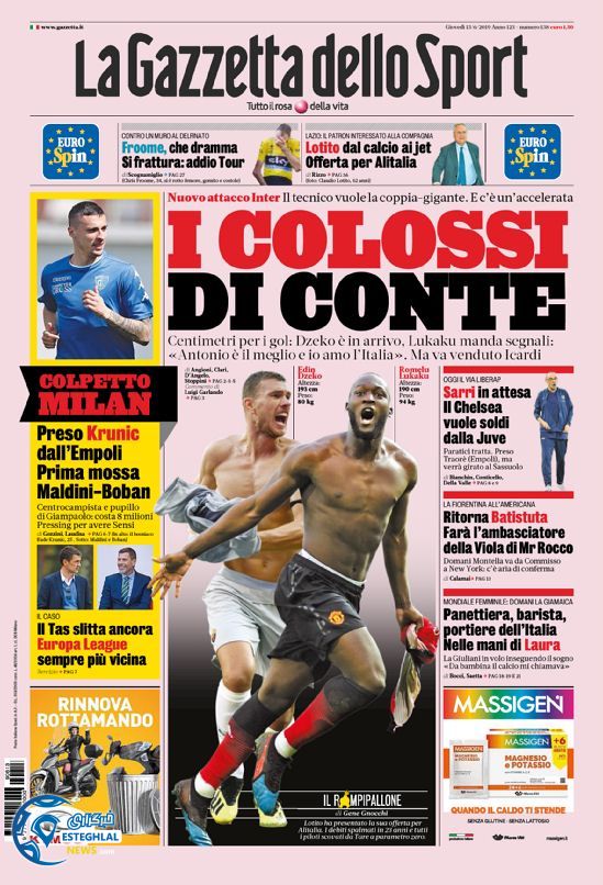 روزنامه ورزشی گاتزتا دلو اسپورت پنجشنبه 23 خرداد 1398