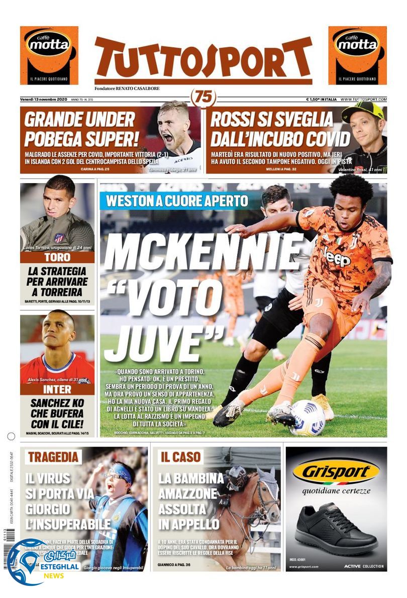 روزنامه ورزشی توتو اسپورت جمعه 23 آبان 1399