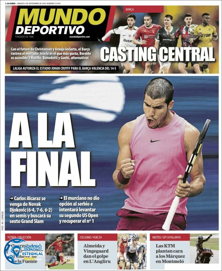 روزنامه ورزشی موندو دپورتیوو شنبه 15 شهریور 1404  