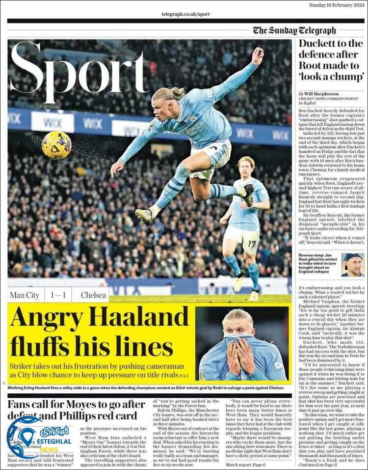 روزنامه ورزشی تلگراف اسپورت یکشنبه 29 بهمن 1402 