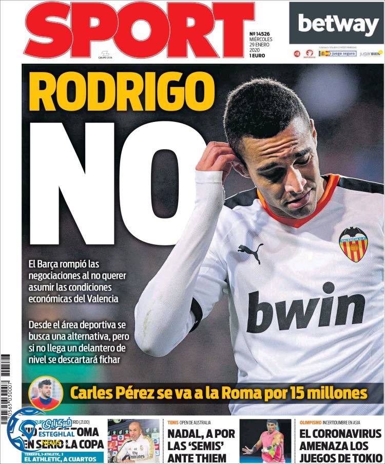 روزنامه ورزشی اسپورت چهارشنبه 9 بهمن 1398