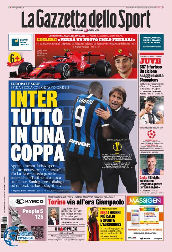 روزنامه ورزشی گاتزتا دلو اسپورت چهارشنبه 15 مرداد 1399