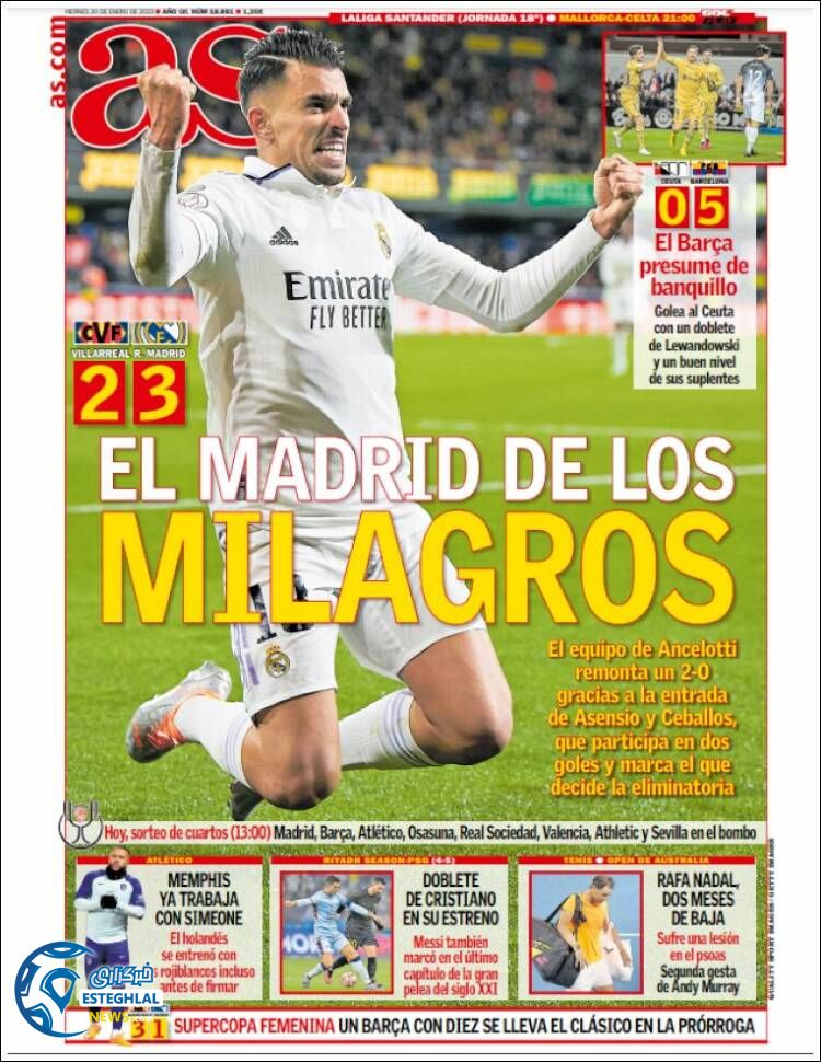 روزنامه ورزشی آ اس جمعه 30 دی 1401 