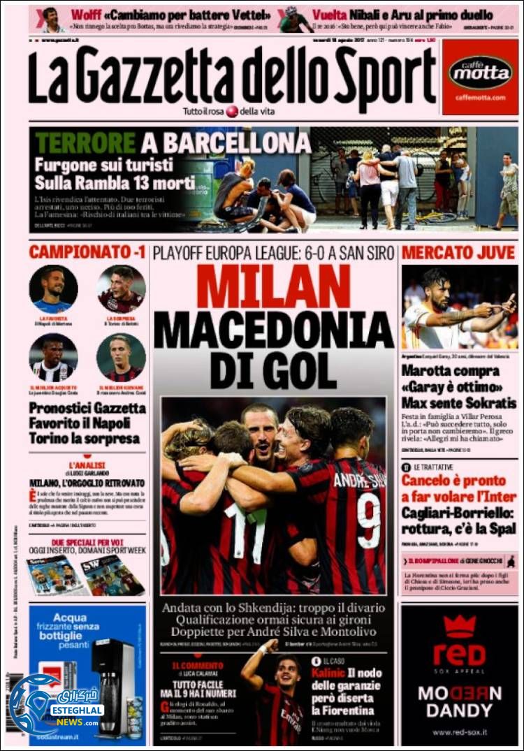 روزنامه های ورزشی جهان 27 مرداد 1396