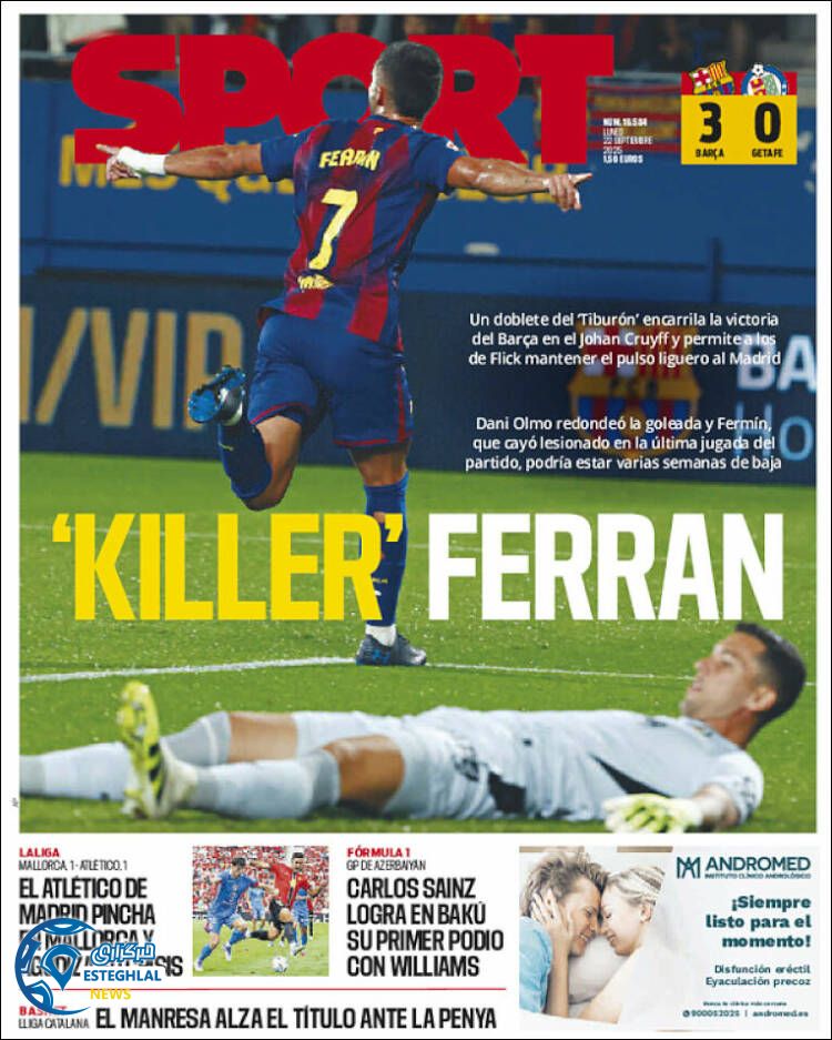 روزنامه ورزشی اسپورت  دوشنبه 31 شهریور 1404 