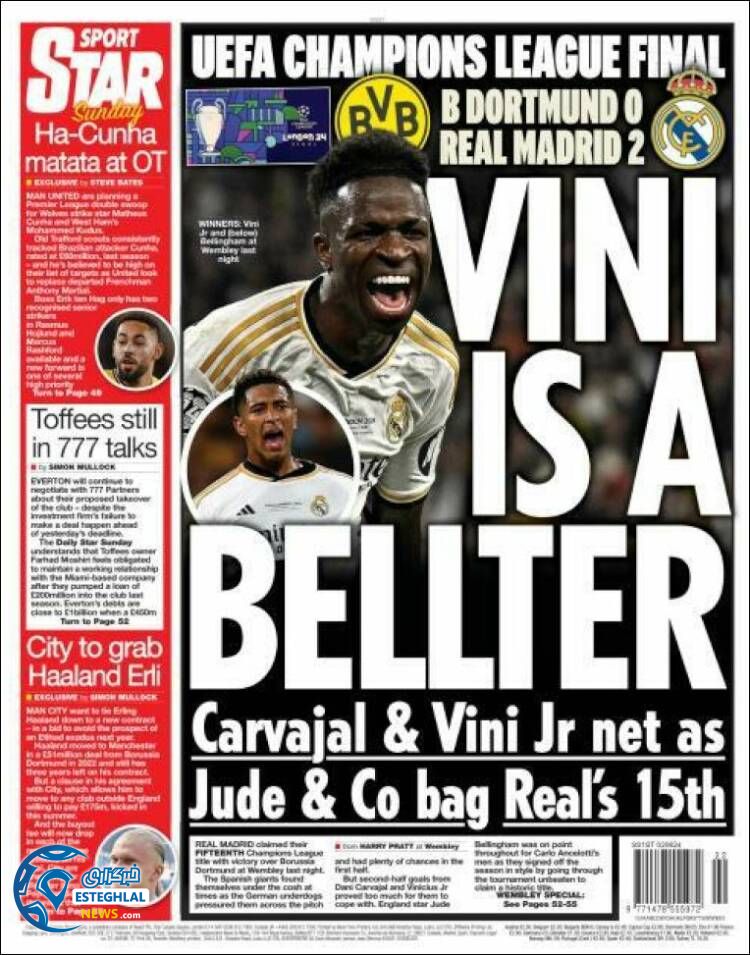 روزنامه ورزشی استار اسپورت یکشنبه 13خرداد 1403 