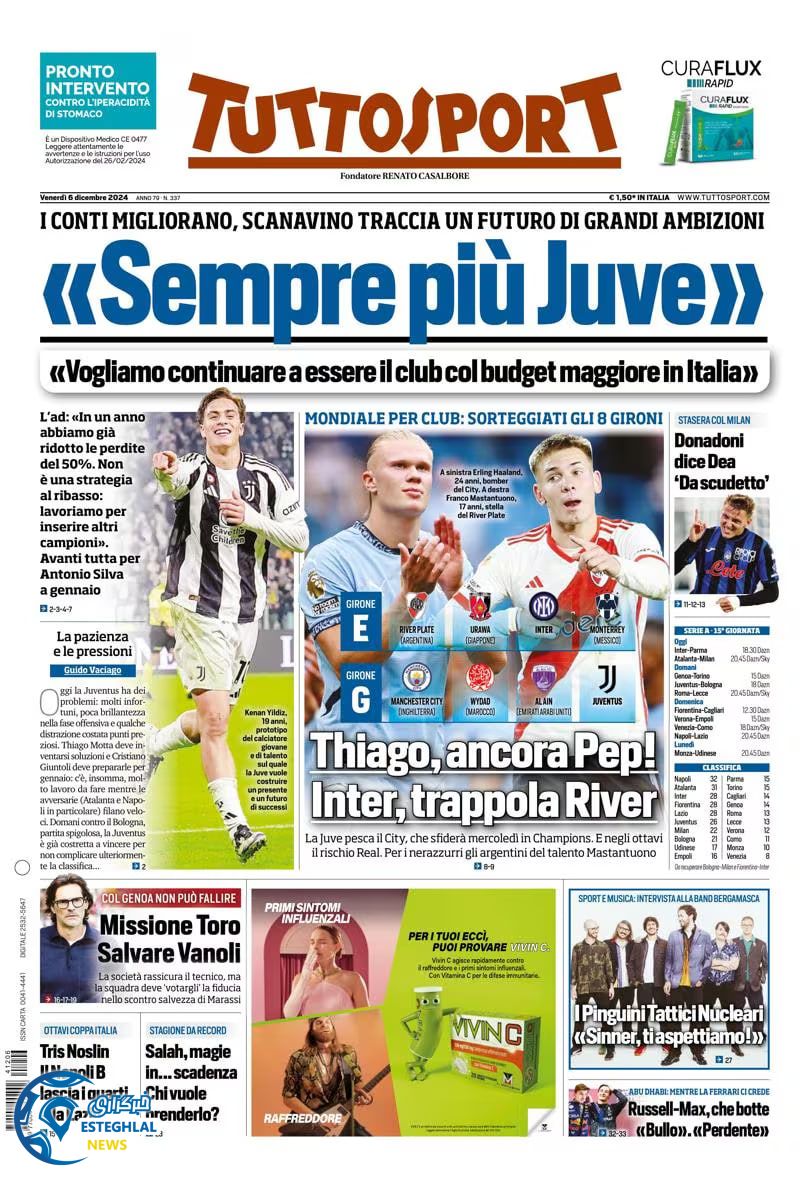 روزنامه ورزشی توتو اسپورت جمعه 16 آذر 1403 