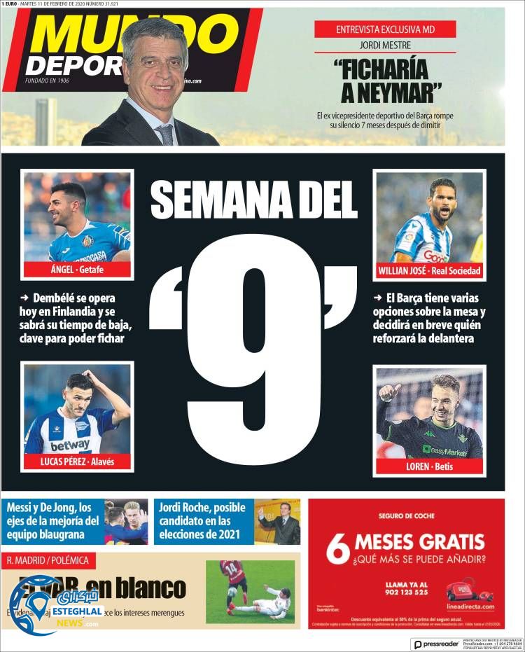 روزنامه ورزشی موندو دپورتیوو سه شنبه 22 بهمن 1398