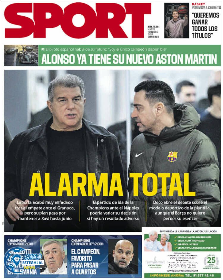 روزنامه ورزشی  اسپورت سه شنبه 24 بهمن 1402 