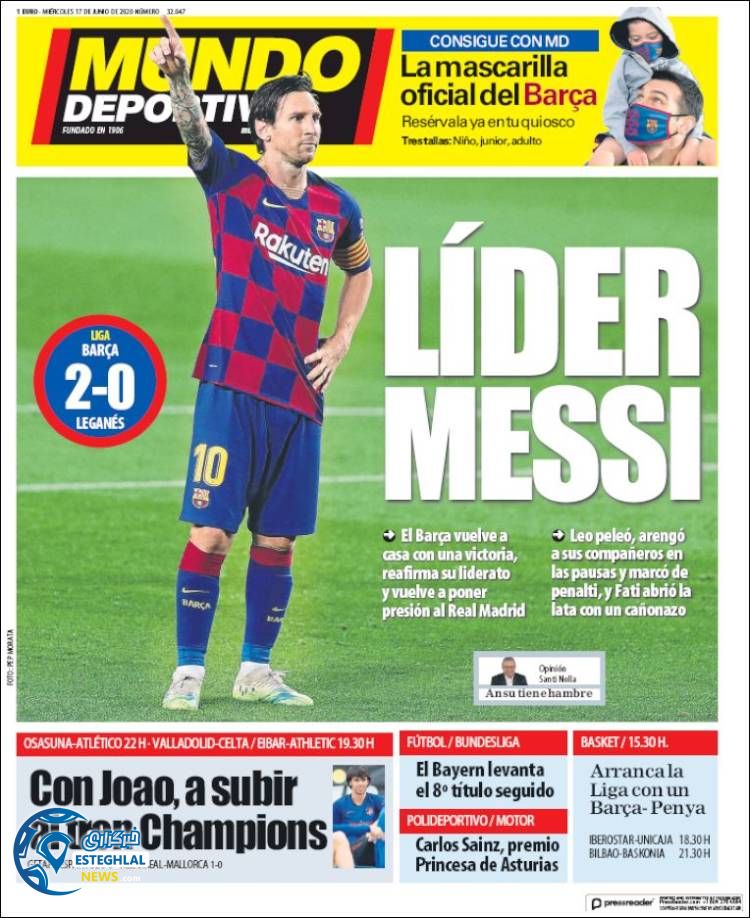 روزنامه ورزشی موندو دپورتیوو چهارشنبه 28 خرداد 1399