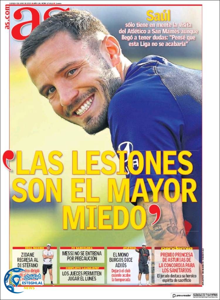 روزنامه ورزشی آاس پنجشنبه 15 خرداد 1399