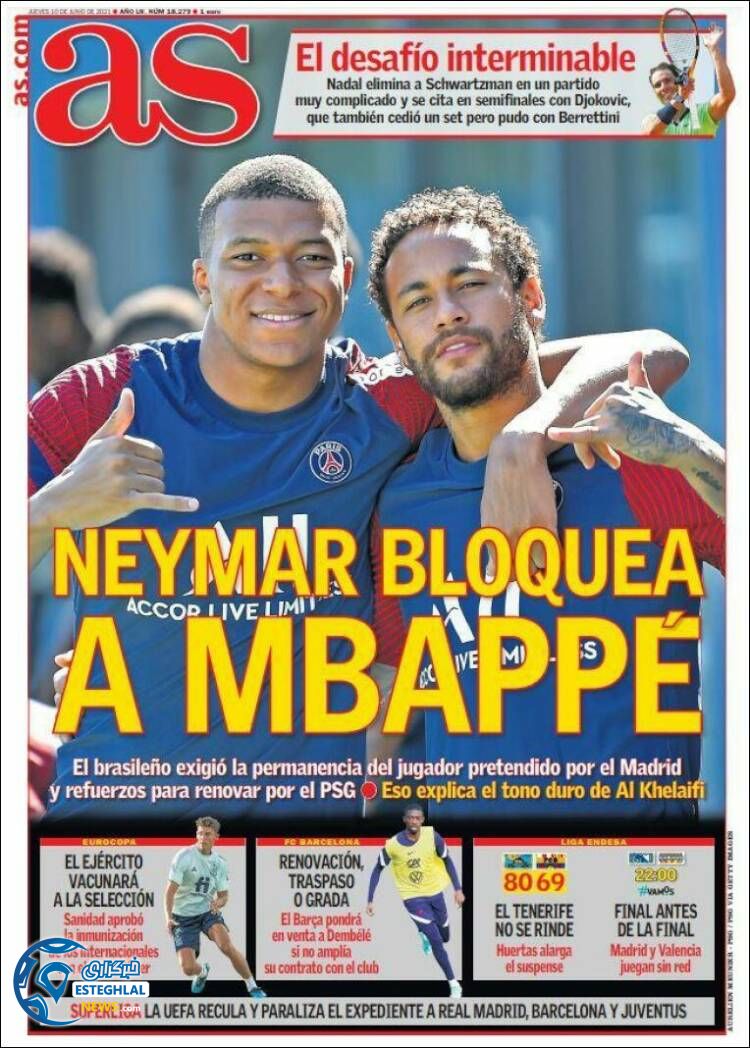 روزنامه ورزشی آ اس پنجشنبه 20 خرداد 1400