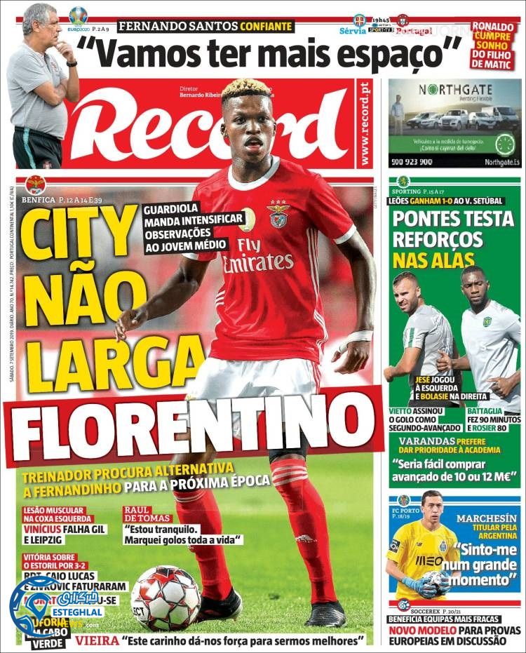 روزنامه ورزشی رکورد شنبه 16 شهریور 1398