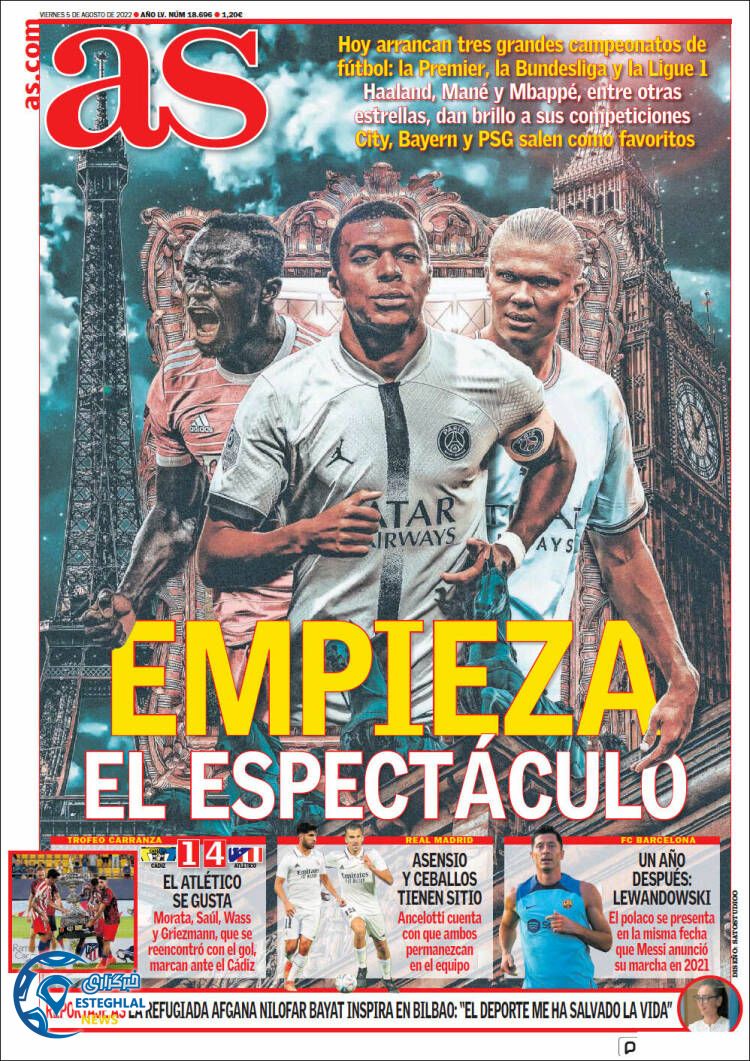 روزنامه ورزشی آ اس جمعه 14 مرداد 1401 