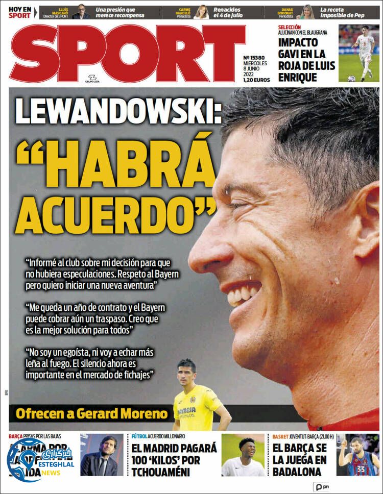 روزنامه ورزشی اسپورت چهارشنبه 18 خرداد 1401