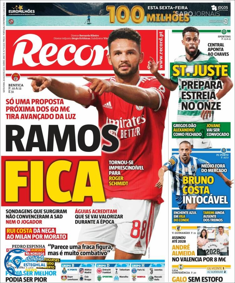 روزنامه ورزشی رکورد جمعه 4 شهریور 1401