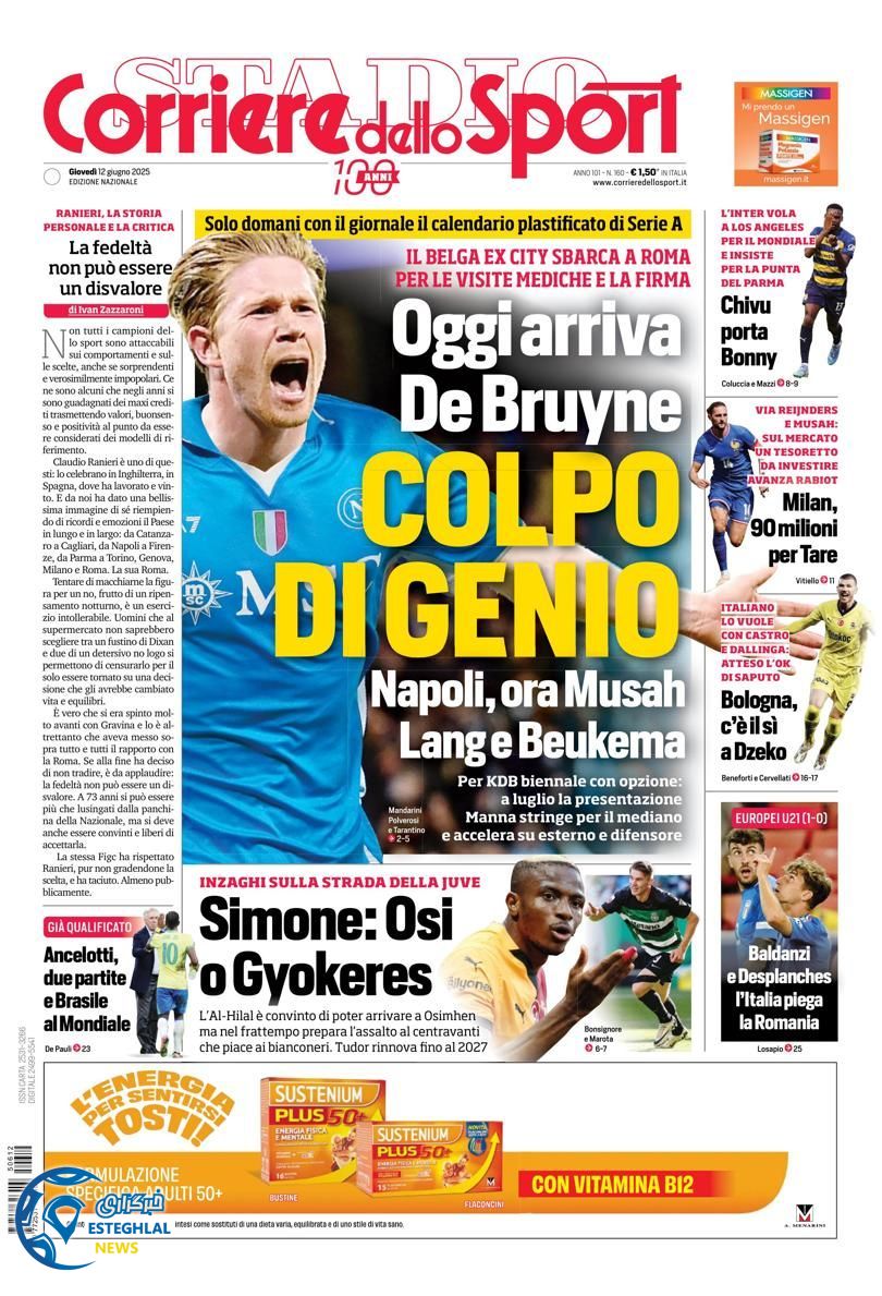 روزنامه ورزشی کوریره دلو اسپورت پنجشنبه 22 خرداد 1404  