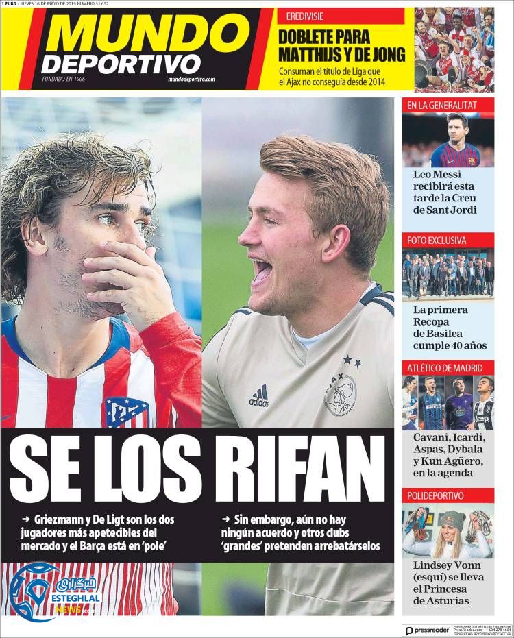 روزنامه ورزشی موندو دپورتیوو پنجشنبه 26 اردیبهشت 1398