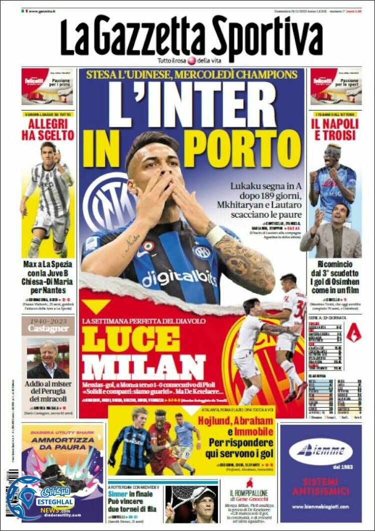 روزنامه ورزشی گاتزتا دلو اسپورت یکشنبه 30 بهمن 1401 