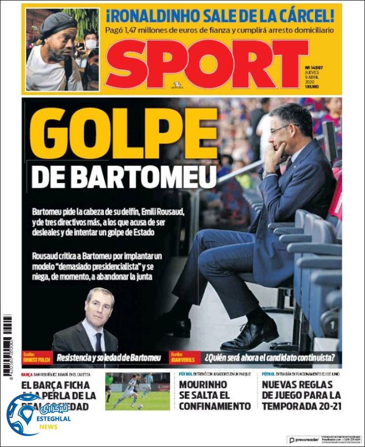 روزنامه ورزشی اسپورت جمعه 22 فروردین 1399