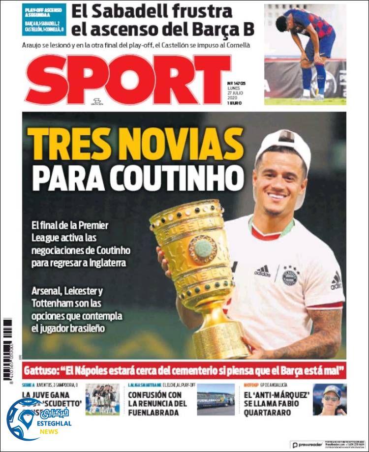 روزنامه ورزشی اسپورت دوشنبه 6 مرداد 1399