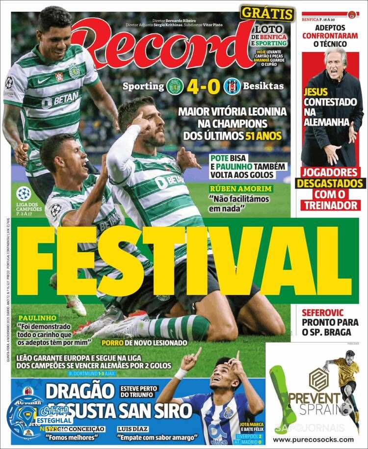 روزنامه ورزشی رکورد پنجشنبه 13 آبان 1400