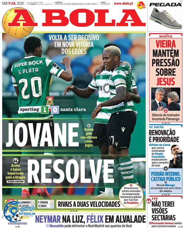 روزنامه ورزشی آبولا شنبه 21 تیر 1399